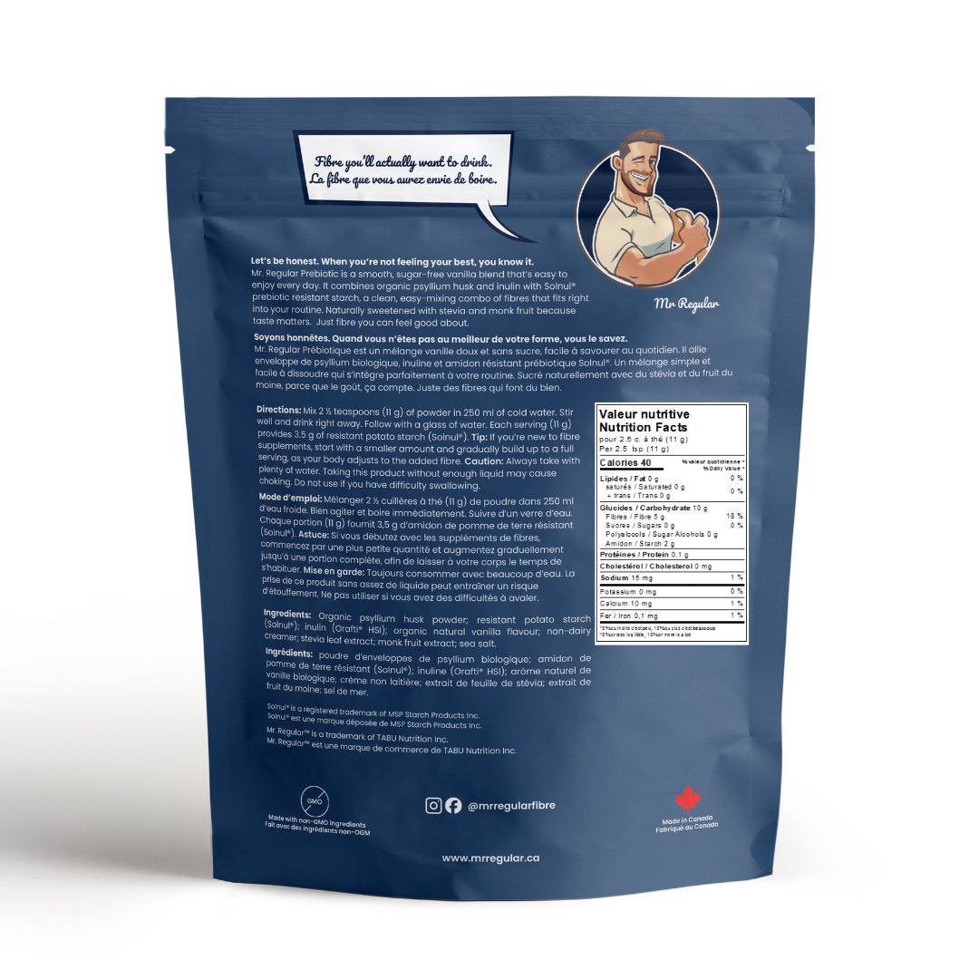 Mr. Regular™ +Prebiotic Fibre Supplement — Creamy Vanilla (21 doses)