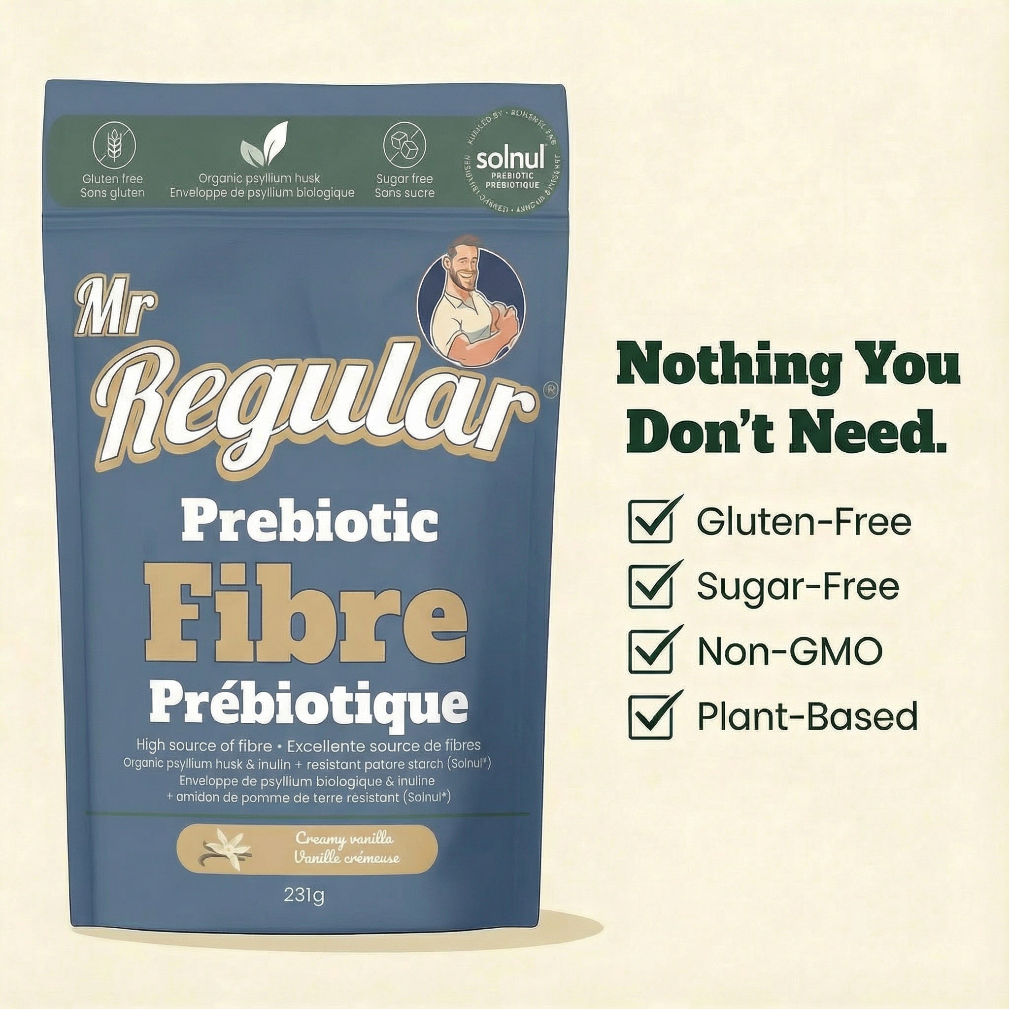 Mr. Regular Prebiotic fibre supplement powder creamy vanilla Canada